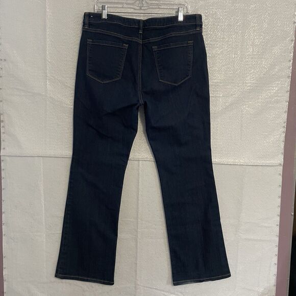 LOFT FACTORY Jeans Size 14 Blue Dark Wash ORIGINAL BOOTCUT Stretch Denim - Picture 2 of 11